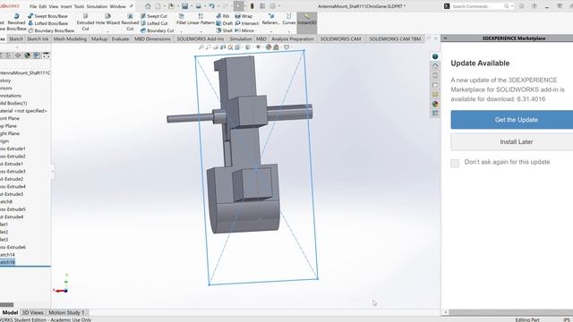 SOLIDWORKS Student Edition Academic Use Only AntennaMount Shaft111ChrisGene SLDPRT 2023 10 06 смотреть онлайн