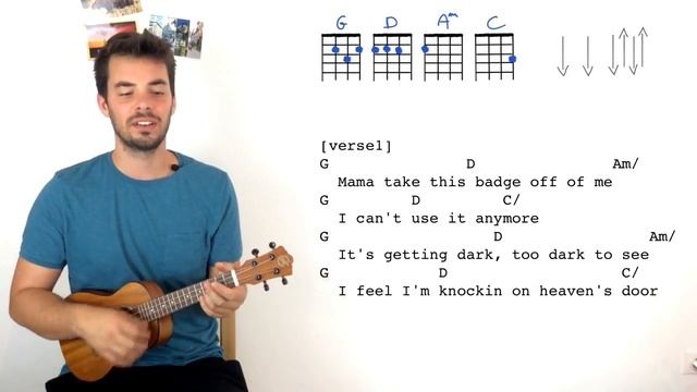 KNOCKIN' ON HEAVEN'S DOOR ukulele TUTORIAL - Bob Dylan - easy chords смотреть онлайн