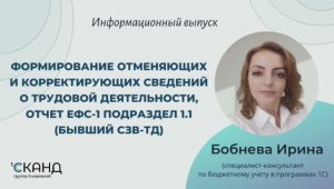 Формирование отменяющих и корректирующих сведений о трудовой деятельности, отчет ЕФС-1 подраздел 1.1