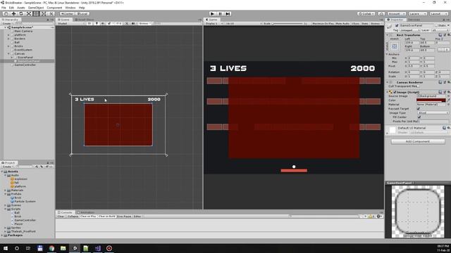 Создание игр / Unity 2D / Bricks Breaker / #4. User Interface. Подсчет очков и жизней смотреть онлайн