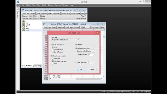EViews: Unit Root Test, Cointegration Test and ARDL-ECM (Estimation and Interpretation) смотреть онлайн