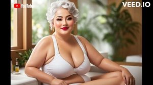 #Sauna steam #massage #grandmother White skin fat old granny over60 body