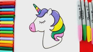 Как нарисовать и раскрасить кавайного единорога  Как легко нарисовать милого единорога