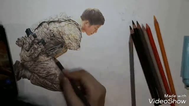 Descendants of the Sun : Yoo Shi Jin and Kang Mo Yeon - Drawing Time Lapse смотреть онлайн