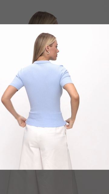 Трикотажное поло из вискозы SELFIEDRESS 05-04LTBLU смотреть онлайн