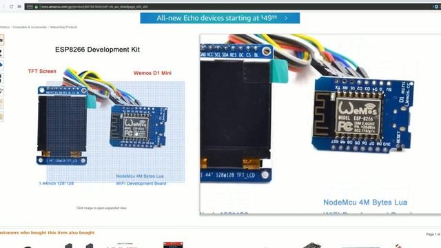 Wemos Mini D1 with 1.44 TFT LCD ST7735 Driver смотреть онлайн