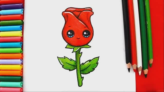 Как нарисовать и раскрашивать РОЗУ в стиле кавайи (очень легко) смотреть онлайн