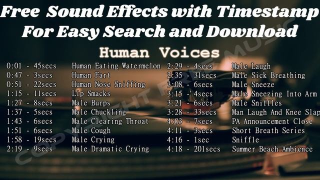 No Copyright/Royalty Free 20+ Human Voices With Timestamp Part2