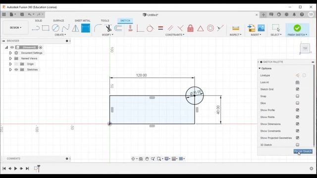 Drawing rectangle, circle, trim and offset in Fusion 360 смотреть онлайн