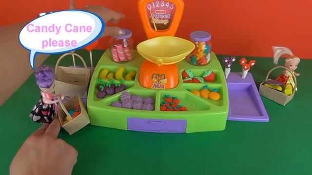 PLAY DOH FRUIT AND LOLLY SHOP DOLLIES GO SHOPPING