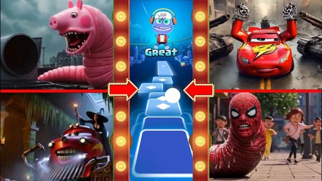 КИБЕР-ЧЕРВЬ СВИНКА ПЕППА🆚 Танк Маккуин🆚 Монстр-поезд Маккуин🆚 Вращающийся ЧЕРВЬ-ПАУК