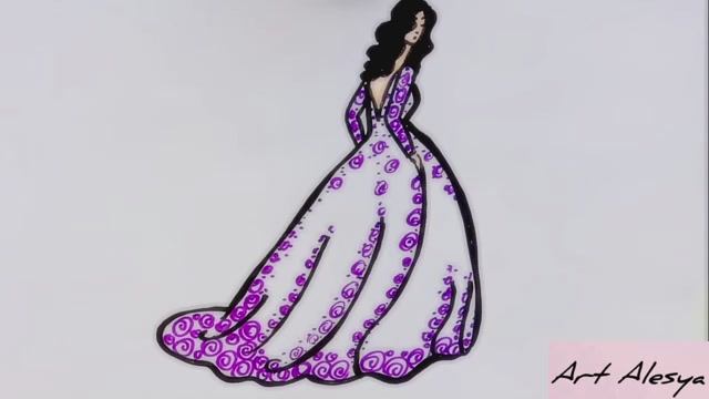 Рисую девушку в красивом платье! смотреть онлайн