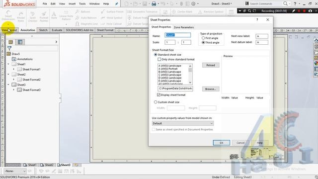 Solidworks - Change Sheet Format смотреть онлайн