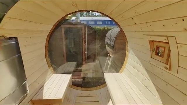 Баня Бочка 2х2.5 Govoroff - с панорамой и боковой печью смотреть онлайн