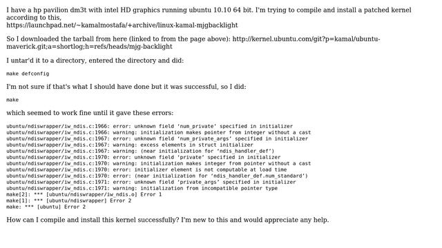 Kernel compile error with iw_ndis.c смотреть онлайн