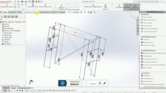 Solidworks - 3D Skizze / Schweißkonstruktion смотреть онлайн