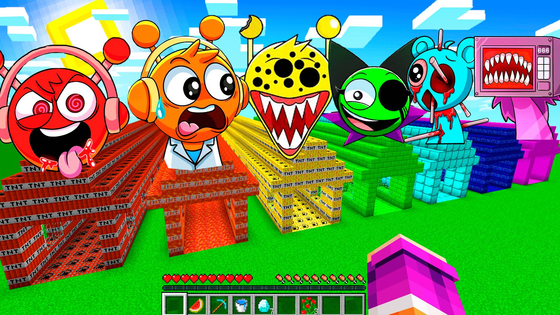 ВЫЖИВАНИЕ ВНУТРИ ДЛИННЫЙ ДОМ ТОННЕЛЬ ВСЕ СПРУНКИ В МАЙНКРАФТ! Sprunki Incredibox Хоррор смотреть онлайн