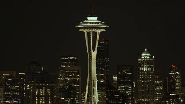 Space Needle at Night and Seattle Night View - 4K Ultra HD Urban Cityscapes Relaxation Video