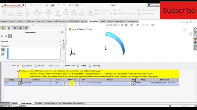 Solidworks simulation | How to do shell analysis | Deflection of curved beam смотреть онлайн
