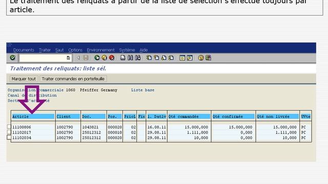 GU SAP V RA Sélection d'articles en suspens dans une liste смотреть онлайн