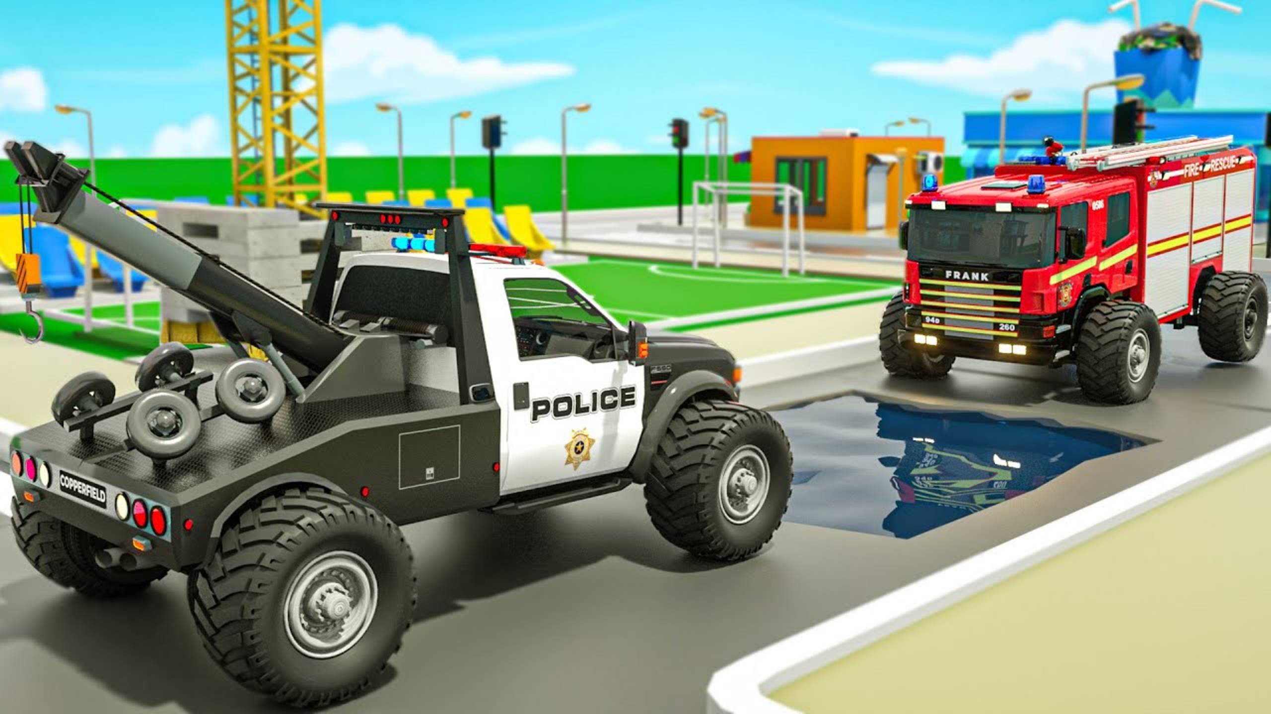 Спасите пожарную машину Монстртрак Детские стишки и песенки