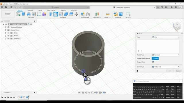 Coffee Mug - Filet and Sweep - Fusion 360 смотреть онлайн