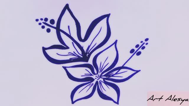 Как нарисовать простые красивые цветы! смотреть онлайн