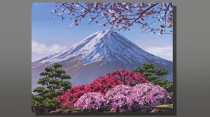 Рисуем японский пейзаж с горой Фудзияма / Акриловая живопись