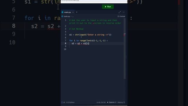 Reverse String | All method | Python Challenge | Beginner Level | Question 7 #shorts смотреть онлайн