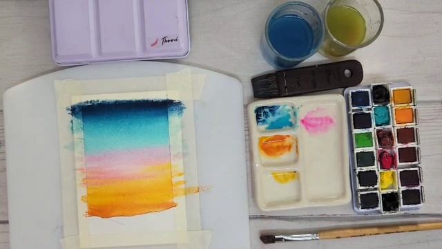 Easy sunset watercolor painting I Evening skies in watercolor I Watercolor painting ideas смотреть онлайн