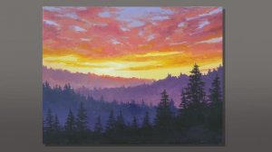 Простой горный пейзаж акрилом / Живопись