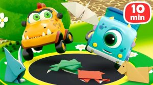 Мультфильмы для детей. Машинки Мокас и мультики про машинки. Оригами и листья в саду