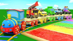 Песня Паровозик Ту Ту - Разноцветные бассейны и пожарная машина - Песенки для детей