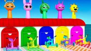 Игра с длинными слайдами с невероятной коробкой Sprunki Pinki Oren Vineria Durple