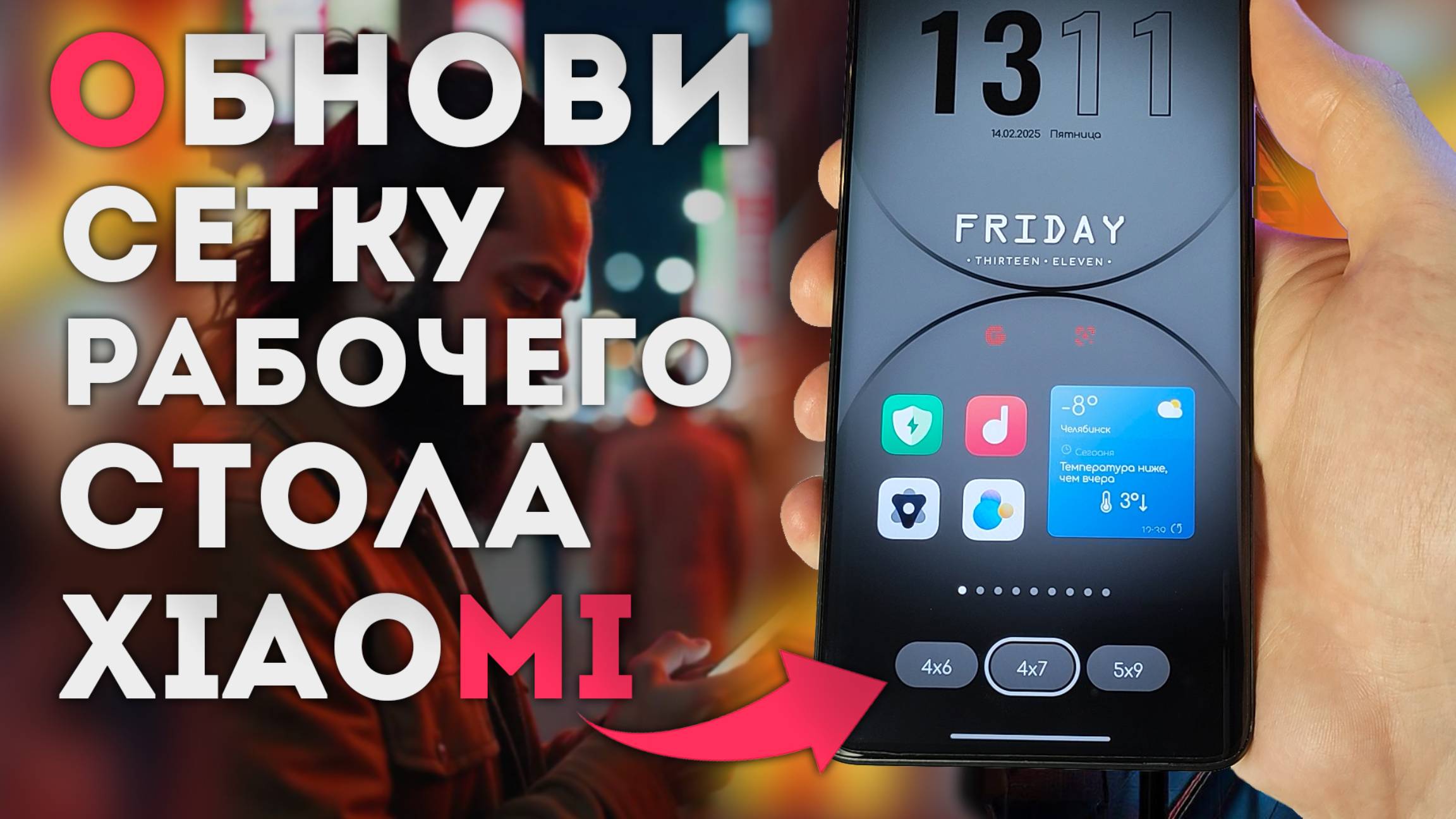 Сетка рабочего стола XIAOMI на HyperOS и строка состояния iOS смотреть онлайн