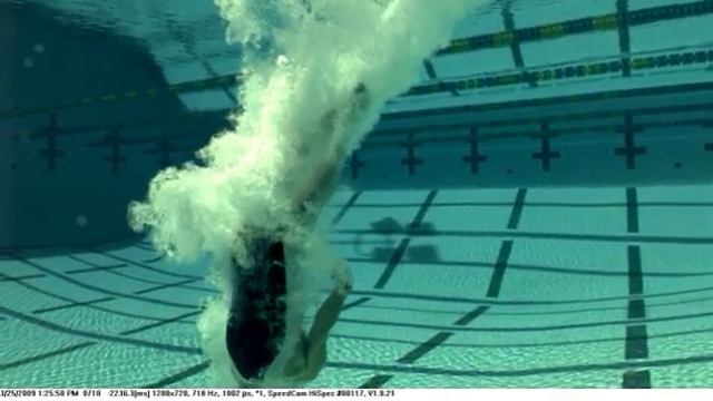 High-Speed Video Camera for slow motion recordings: Platform diving female, underwater view смотреть онлайн