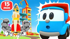 Грузовичок Лева и машинки строят РАКЕТУ!  Роботы летят на Луну. Мультики про машинки