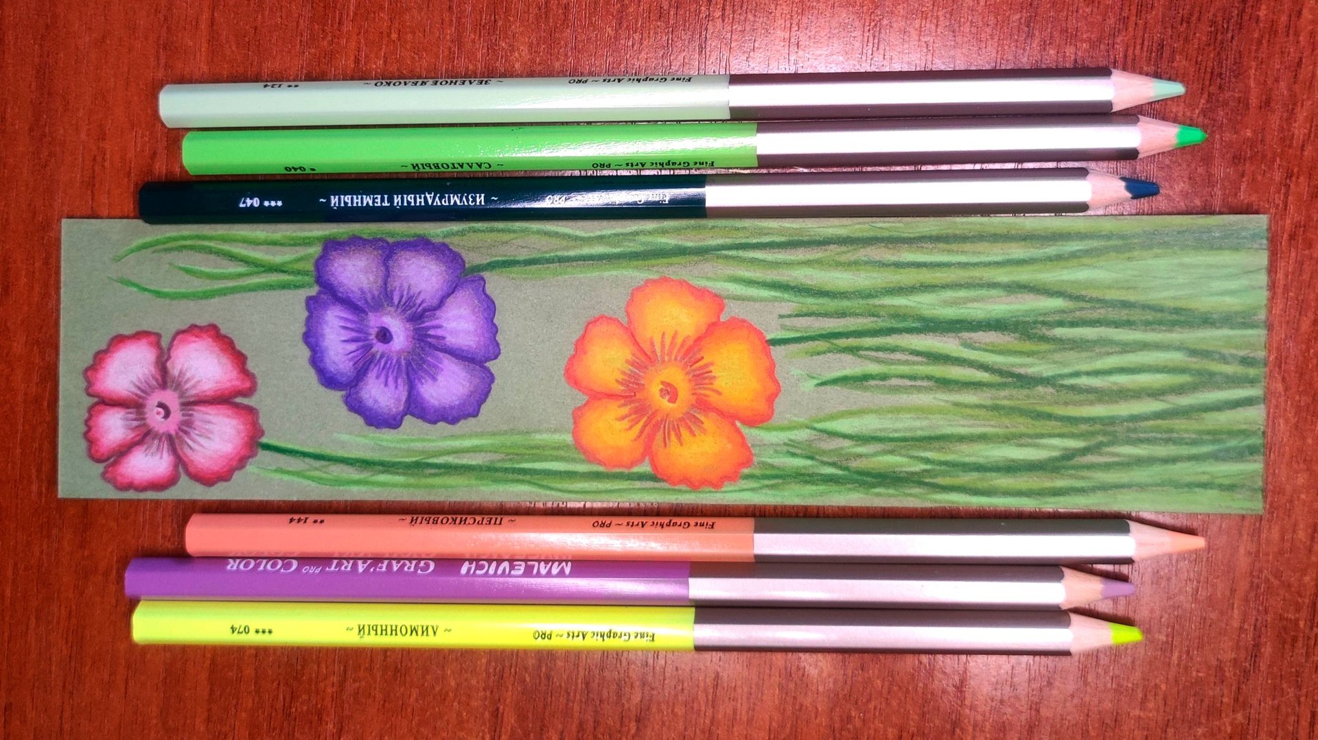 Рисую цветы карандашами Закладка смотреть онлайн