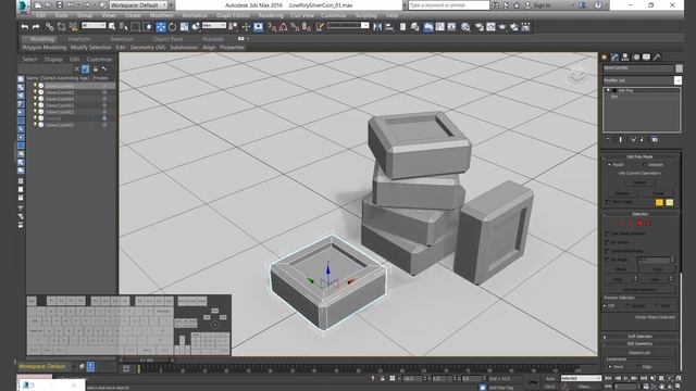 Low Poly Treasure Chest | 04 | Silver Coins | Modeling | Chapter02 | Assets| 3DsMax смотреть онлайн