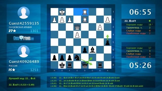 Chess Game Analysis: Guest42559135 - Guest40926489 : 0-1 (By ChessFriends.com) смотреть онлайн