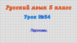 Русский язык 5 класс (Урок№54 - Паронимы.)