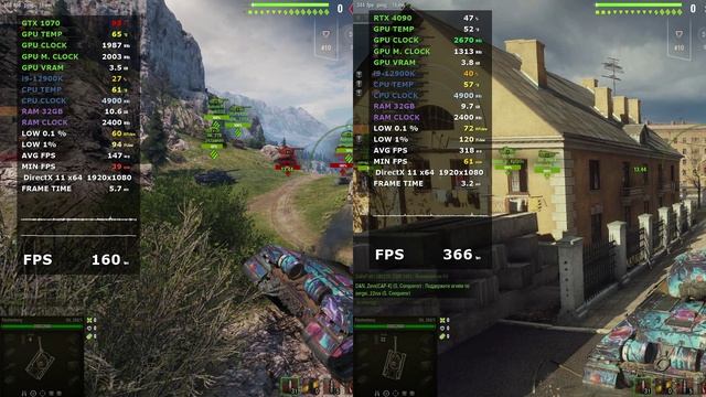 Сравнение GeForce  GTX 1070 (Aorus)  Vs GeForce RTX 4090 (GIGABYTE WINDFORCE V2)