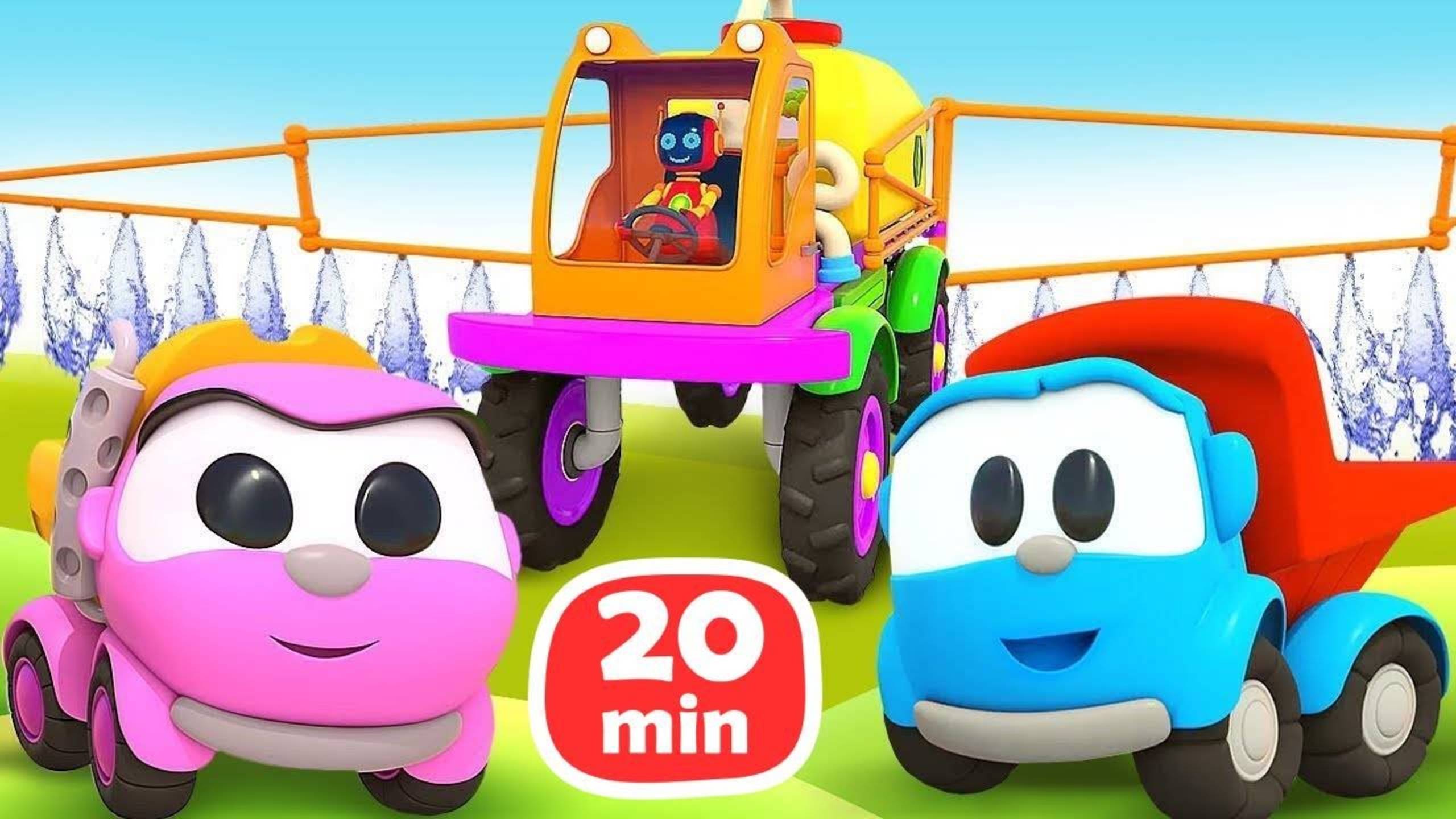 Грузовичок Лёва и Лея строят поливальную машину. Мультики для малышей. смотреть онлайн