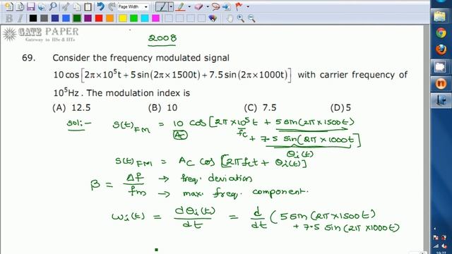 GATE 2008 ECE Modulation index of FM signal смотреть онлайн