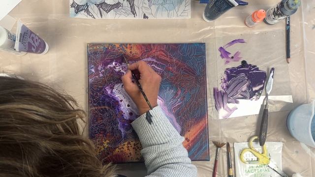 Bad Pour? Can't Draw? Easy Embellishments over a fluid art painting смотреть онлайн