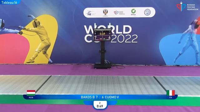 Sirius Epee 2022, ME Ind T16 Bakos HUN - Cuomo ITA смотреть онлайн