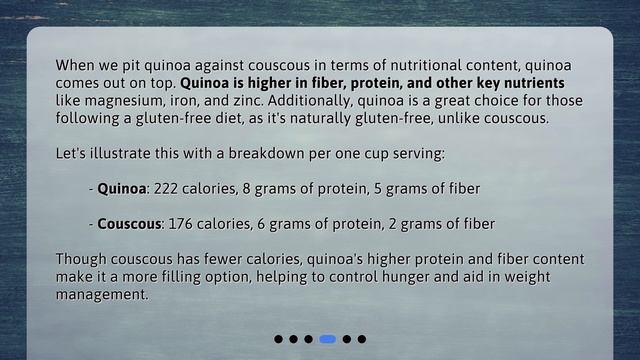 Which one is more nutritious, quinoa or couscous? смотреть онлайн
