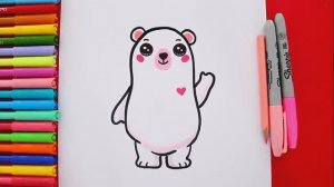 Как нарисовать милого белого медведя легко