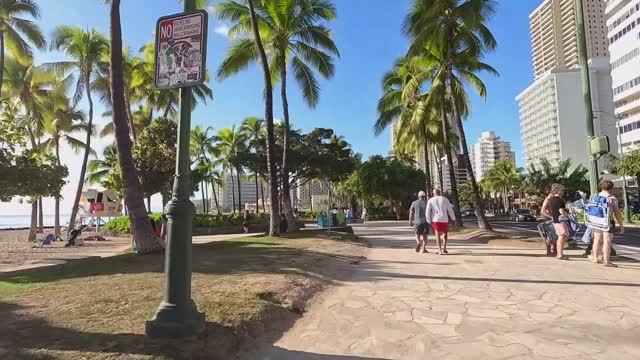 HAWAII PEOPLE 4 Hours Walking on the Beach and Street in Waikiki #vacation #walking #waikikibeach смотреть онлайн