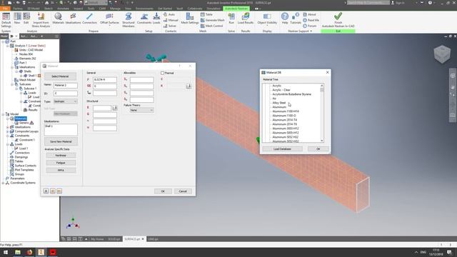 Cantilever beam simulation on Autodesk Nastran In-CAD 2019 смотреть онлайн